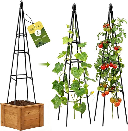 2 Pack Garden Trellis for Climbing Plants Outdoor,68" Tall Cucumber Trellis Garden Obelisk Trellis Rustproof Plants Support with Adjustable Heights for Indoor Potted Plants, Vines, Vegetables