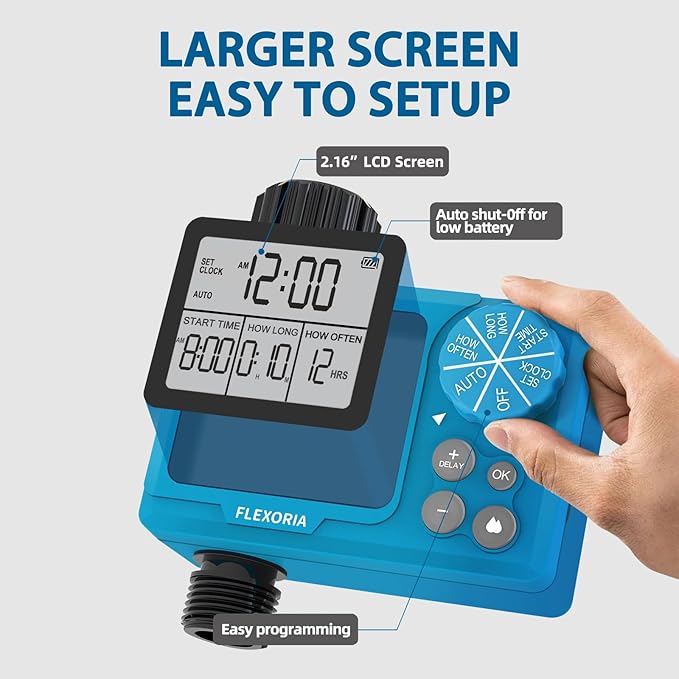 Digital Programmable Water Timer, Garden Hose Sprinkler Timer for Irrigation and Watering Systems, 1 Outlet