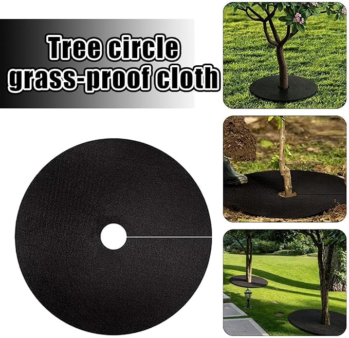 36 Inch Black Non-Woven Tree Mulch Ring, Reusable Circular Weed Barrier Mat for Landscaping Gardening, Breathable Moisture Retention Ground Cover, Plant Root Protector for Trees (2PCS Large)
