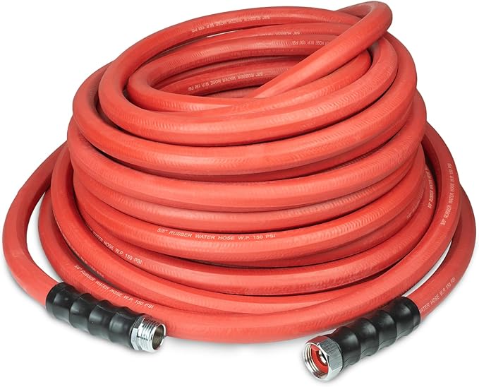 Gilmour Pro Rubber Hot Water Garden Hose – 5/8" x 100', Kink-Resistant, 400 PSI, Brass Fittings, Flexible in Cold, USA Made
