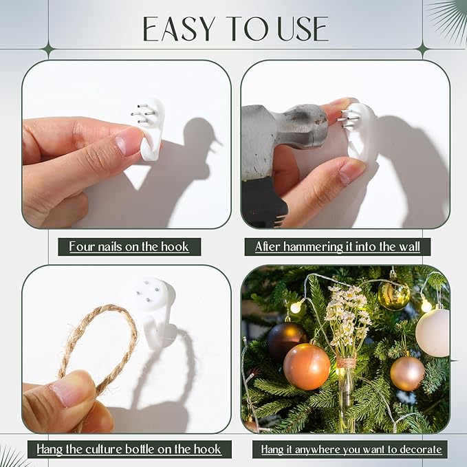 Baderke 6 Pack Plastic Hanging Propagation Vases Wall Planters Hanging Plant Propagation Station Flower Vase for Hydroponic Office Garden Flower Decor Lover Gift (Natural Color)