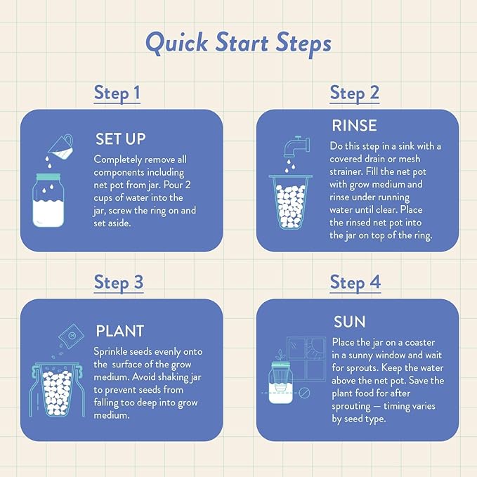 Modern Sprout Mason Garden Jar - Self-Watering Hydroponics Growing System Kit with Organic Herb Seeds - Jar Planter for Indoor Herb Garden - Seed Starter Kit - Home Decor & Gifting - Lavender