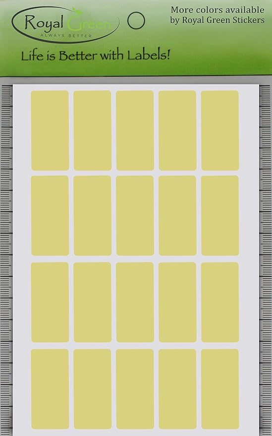 Royal Green Rectangular Color Coding Stickers in Pastel Yellow (40mm x 19mm) 1.57 inch x 0.75-1000 Pack