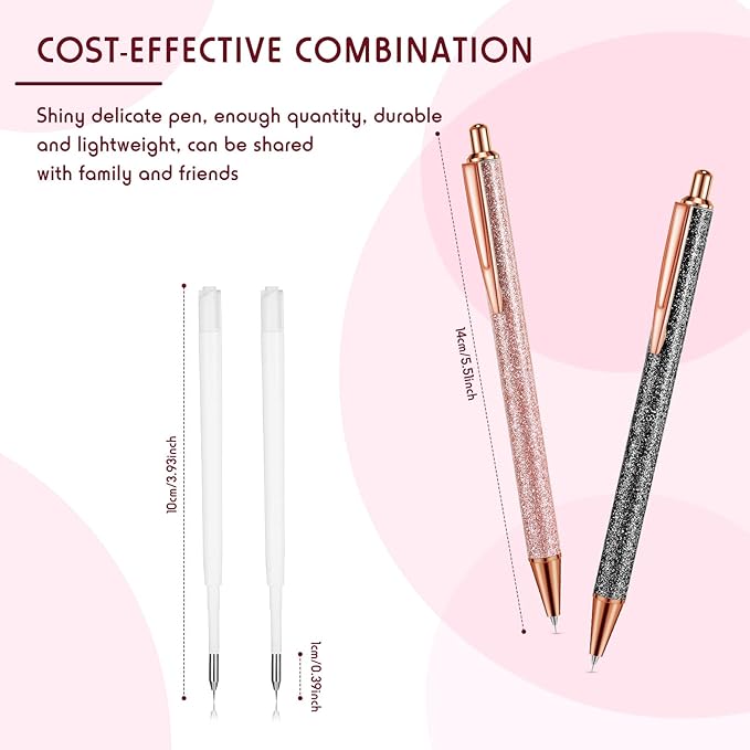Epakh 2 Pieces Weeding Pen Vinyl Pen Pin Weeding Tool Fine Point Glitter Metal Vinyl Air Release or Car Puncturing Installation Retractable Craft Tool for DIY(Black, Gold)