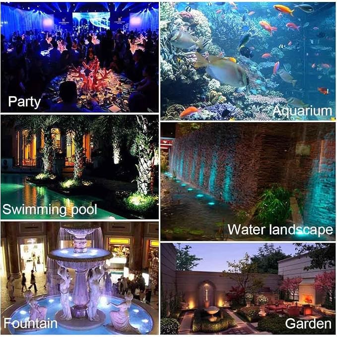 Colored Pond Lights with Timer, RGB Weighted Fountain Light IP68 Waterproof, Dimmable Outdoor Landscape Lights Fish Tank Pond Fountain Garden, 4 in Set