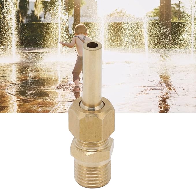 1/4 Brass Adjustable Fountain Nozzle, 360° Swivel Spray Head with Built in Valve, Water Feature and Pond Jet Sprinkler for Garden Pool Patio Decoration (2 points 1/4)