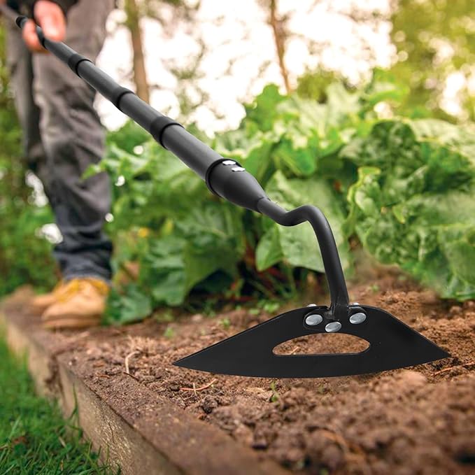Garden Hoe for Weeding, Heavy Duty Hollow Hoe Garden Tool with Long Handle, 48 inch Weeder Gardening Hand Tool for Loosening Planting