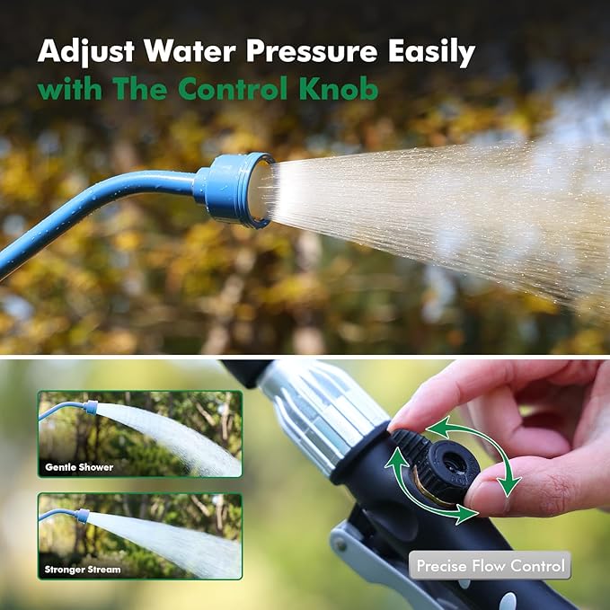 RESTMO Heavy Duty Full Metal 24 Inches Watering Wand, Gentle Soft Full Shower Sprayer Wand with Lockable Front Trigger, Hose Wand for Hanging Baskets, Shrubs, Plants, Flowers, Garden and Lawn, Blue