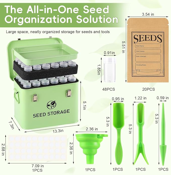 Seed Storage Organizer, Metal Seed Vault Bank Saving Containers Box (Seeds not Included)