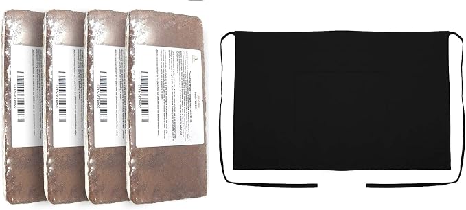 Four Coco Coir Brick and Black Apron Bundle