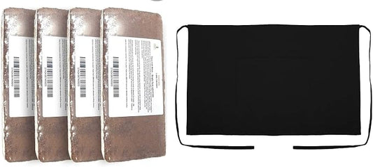 Four Coco Coir Brick and Black Apron Bundle