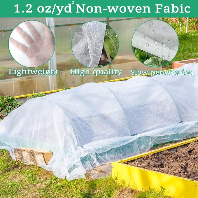 Plant Covers Freeze Protection with Ultra Fine Mesh Reusable Floating Row Cover for Plants Vegetables Flowers Fruits Frost Sun Protection 1.2oz/yd² (8x20ft)