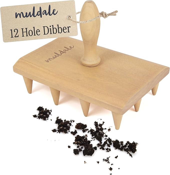 Muldale Multi Seed Dibber Garden Tool - Seedling Spacing Tool with Handle - Plant Dibber Yard - Seed Spacer - Made in England - Dibbler Gardening Accessory