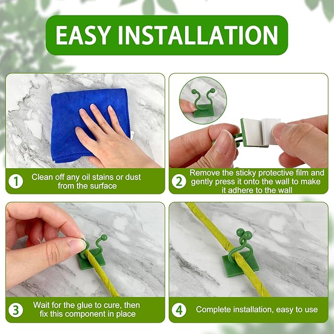 ZUFECY 120PCS Plant Wall Clips, 3-Size Invisible Vine Clips for Climbing Plants, Also for Cable Management and Indoor Decoration