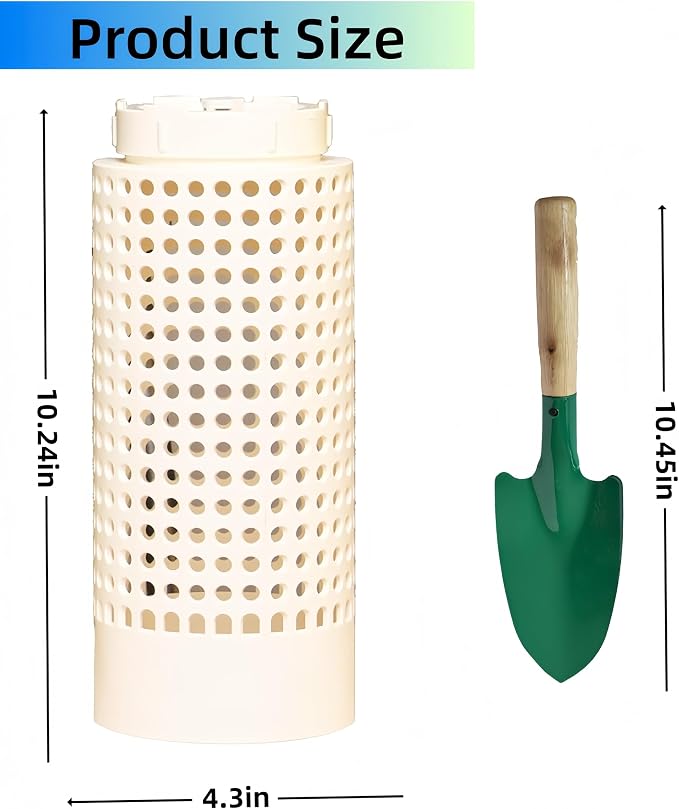 Inground Worm Composter, Outdoor Worm Farm Compost Bin Kit with Lid for Raised Garden Beds, Reducing Food Waste Composting Systems - with Gloves & Shovel(10.24 * 4.3 * 4.3 in (3 PCS))