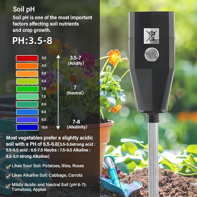 Soil pH Tester and Moisture Meter for Garden Use Portable Soil Testing Tool for Optimal Plant Growth (30cm)