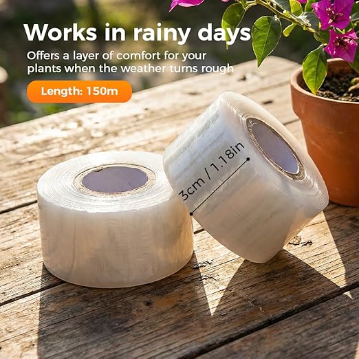 Grafting Tape for Fruit Trees,Stretchable Film,Plants Repair Budding Tape, Length: 150 M, Width： (3 cm)