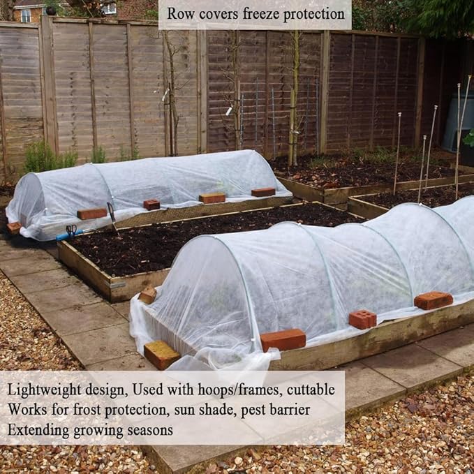 Frost Cloth Plant Freeze Protection, 5x60 Ft Floating Row Cover Fabric for Garden Beds, 0.9oz/yd² Frost Blanket for Outdoor Plants, Plant Covers for Winter Protection