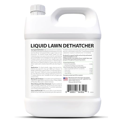 Covington Liquid Lawn Dethatcher (32oz) – Liquid Aerator Concentrate & Humic Thatch Remover, Soil Softener & Grass Thatch Buster for Lawns & Gardens – Kids & Pet Safe, Made in USA
