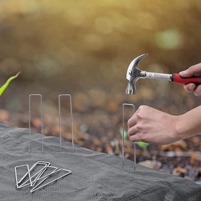 420pcs 6 Inch Landscape Staples Galvanized Garden Stakes, 11 Gauge U-Shaped Sod Pins Yard Ground Staples for Landscaping Fabric Tent Lawn Truf Fence Irrigation Tube