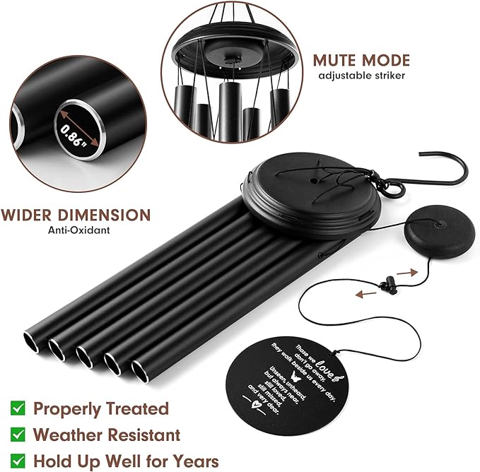 YOUNTASY Wind Chimes for Loss of Loved One Prime, Windchimes in Memory of a Loved One, Father Mother Bereavement/Sympathy/Memorial Gifts for Remembrance, 35in