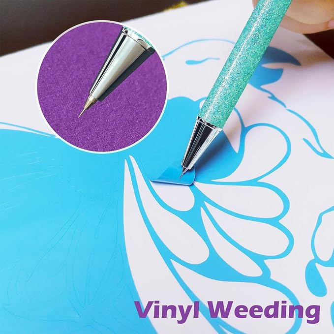 Craft Weeding Pen Tool Set, Essential Adhesive Vinyl Kits, Precision Pin Pen Tools for Cricut Air Silhouette Siser Oracal Accessories, Turquoise
