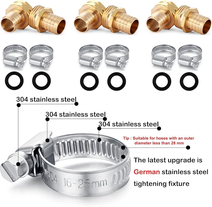 Garden Solid brass Hose Repair Connector with Clamps,Fit for Garden Hose Fitting,Male and Female Hose Fittings 10 Set (3/4"-10 Set)