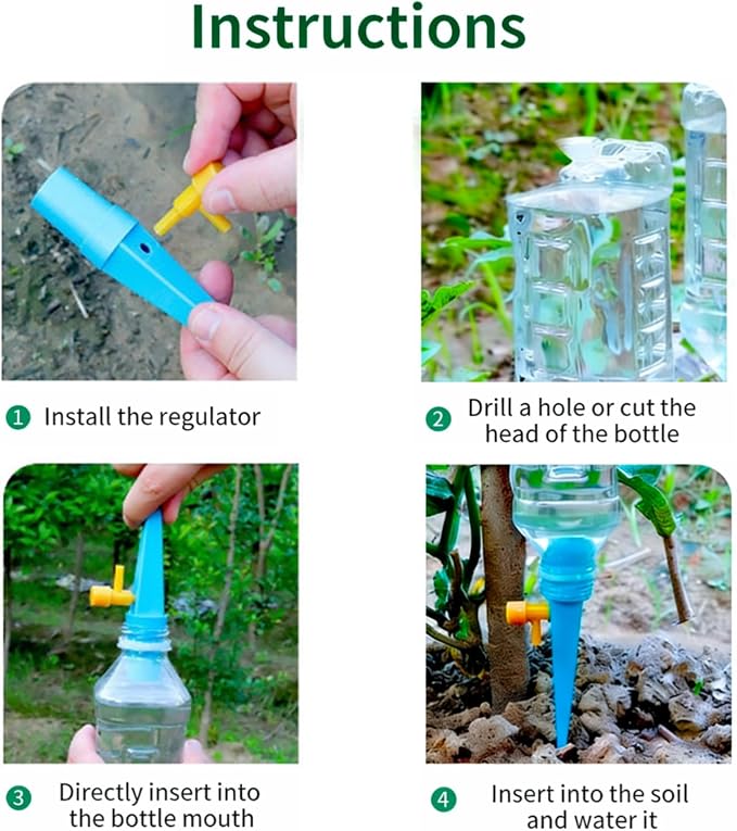 New!Self Watering Spikes for Pots Indoor Plants,Universal Bottle Mouth,Automatic Irrigation Stakes,Slow Release Water Valve,Vacation Proof Drip