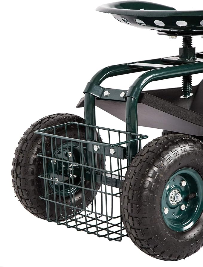 Garden Cart Rolling Work Seat with Tool Tray Heavy Duty Scooter Gardening Planting