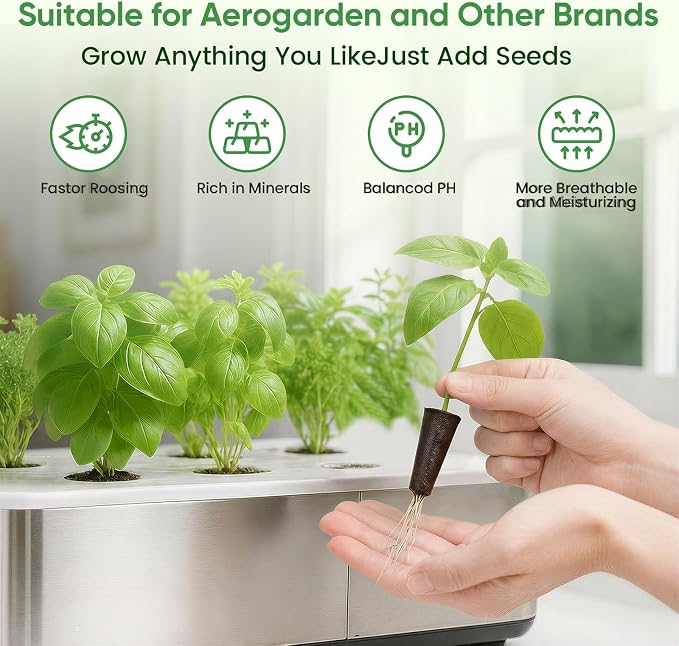 121Pcs Hydroponic Pods Kit, Compatible with AeroGarden, Grow Anything with 60 Grow Sponges, 60 Labels & 1 Tweezers, Indoor Hydroponic Supplies for Vegetables Herbs Lettuce