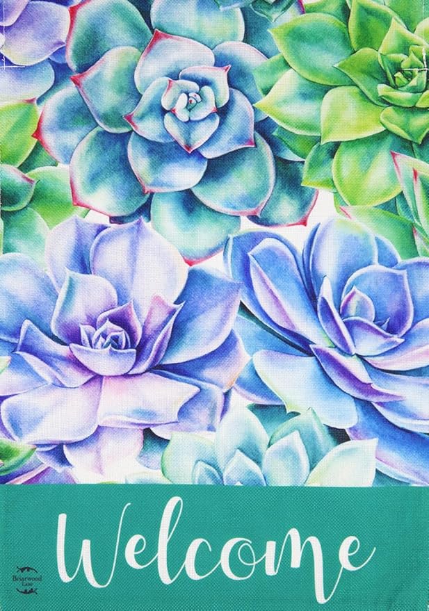Succulents Spring Burlap Garden Flag 12.5" x 18" Briarwood Lane