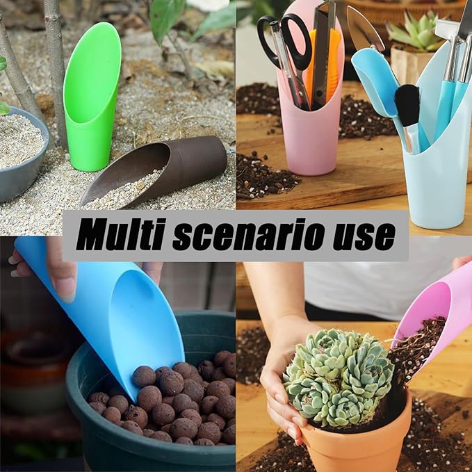 6 PCS Bonsai Soil Scoops, Plastic Garden Shovels, Succulent Bucket Shovel, Colorful Small Gardening Tools, mini Potting Scoopers for Indoor Plants Flower Succulent