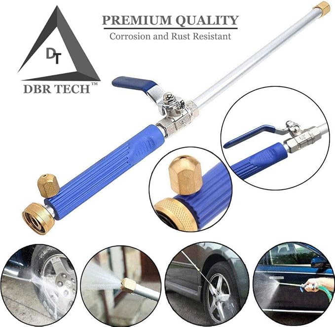 Hydro Jet High Pressure Power Washer Wand for Car Washing or Garden Cleaning, Heavy Duty Metal Watering Sprayer with Universal Hose End, Hydrojet Water Power Nozzle, Fan and Jet Stream