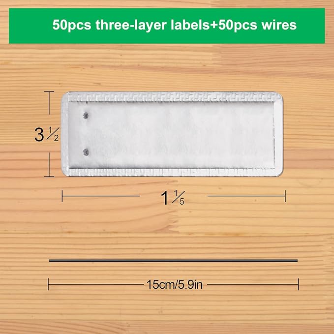 ArlinaL 50 Pack Aluminum Plant Labels, Metal Tags Outdoor for Plant Markers, Double Sided Writable Garden Tags with 6 Inch Wires