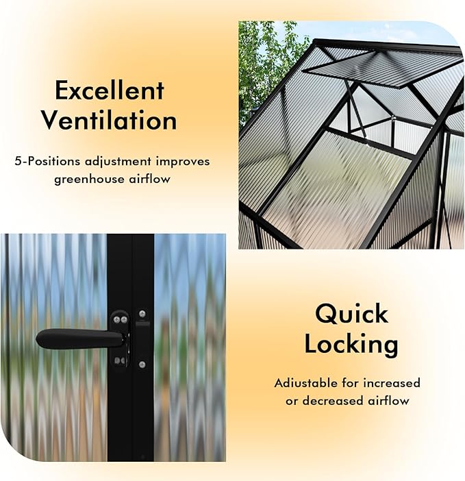 WUKHG 6×4FT Small Greenhouse with Thermometers, Enhanced Aluminum Small Greenhouse for Outdoors and Garden Planting, Green Houses for Outside Withstands Bad Weather to Protect Vegetable or Plants