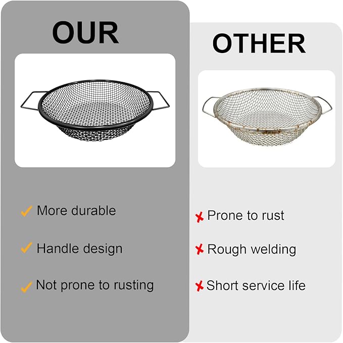 2PCS Soil Sifter for Gardening, Rock Sifter for 5 Gallon Bucket,Compost Sifter Dirt Sifter,Captures Dirt Rocks Sawdust Black Handle Upgrade Version