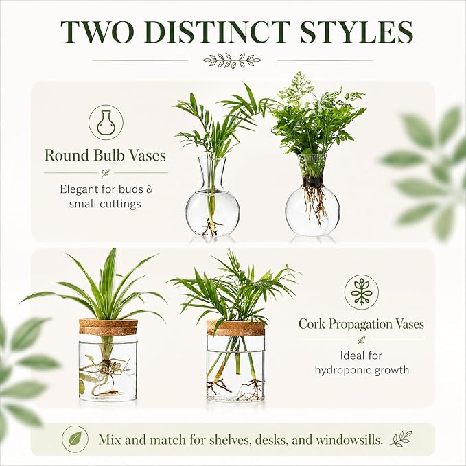 Plant Propagation Stations, 2 Style Glass Planter Terrariums, Propagation Vases for Plant, Plant Propagation Jars for Hydroponic Planter Home Office Tabletop Decoration (6)