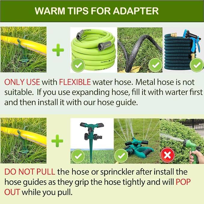 Garden Hose Guide Stakes Set of 10 - Heavy Duty 3/4” Hose Holder Spike for Lawn & Plant Saver, Yard Soaker Support, Durable Kink-Free Watering (Fit 3/4”Hoses)