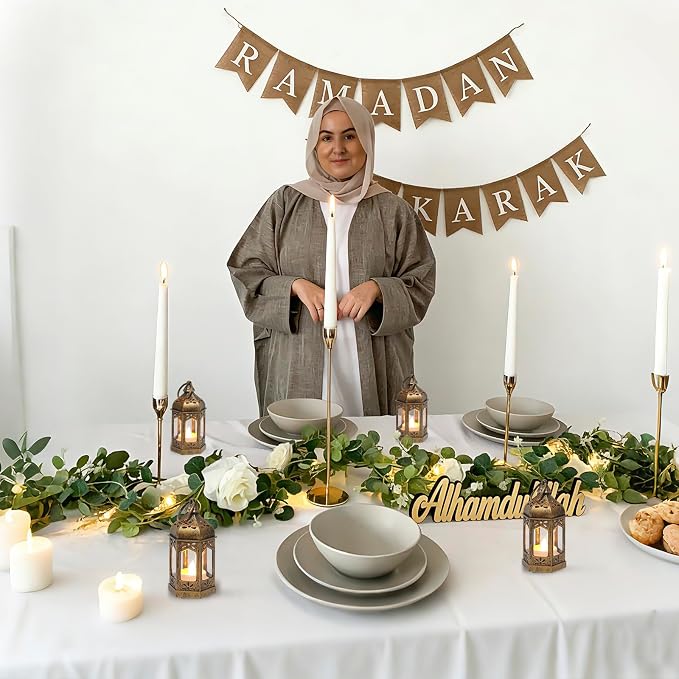 Mini Moroccan Lanterns with LED Tealight Set of 12, Vintage Brown Decorative Hanging Lanterns for Ramadan, Christmas, Halloween, Wedding, Fairy Party Decorations, Table Centerpiece