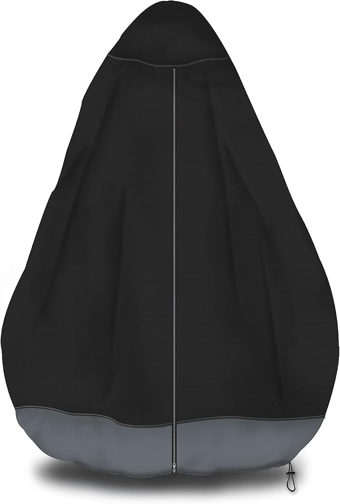 MBOOM Fountain Cover 52"x68", Heavy Duty 600D Oxford Waterproof Windproof & Dustproof Garden Fountain Cover for Winter Protection, Black and Gray Splice for Backyard Patio Use