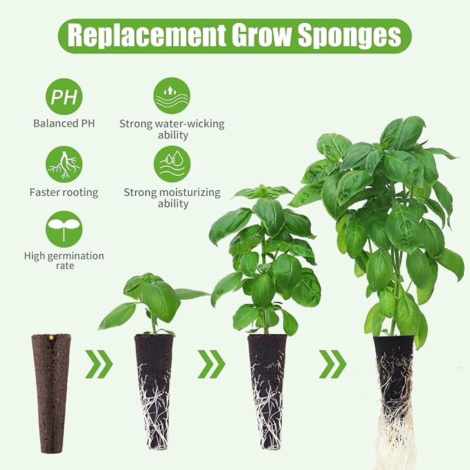 50ct Grow Sponges Hydroponic Root Sponges Compatible Aero Garden iDOO Hydroponics