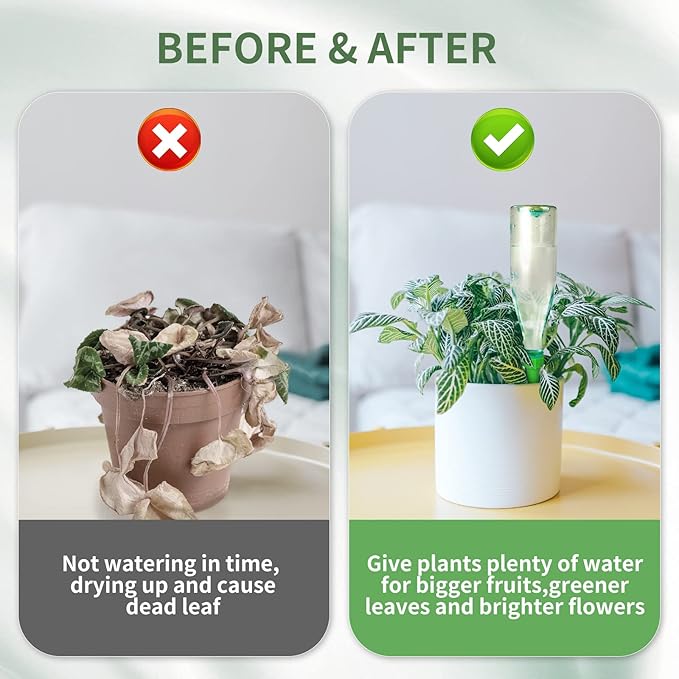 Plant Watering Spikes, 12 Pack Auto Self-Watering Spikes Automatic Bottle Irrigation Waterier Device for Indoor& Outdoor Plants, Flowers