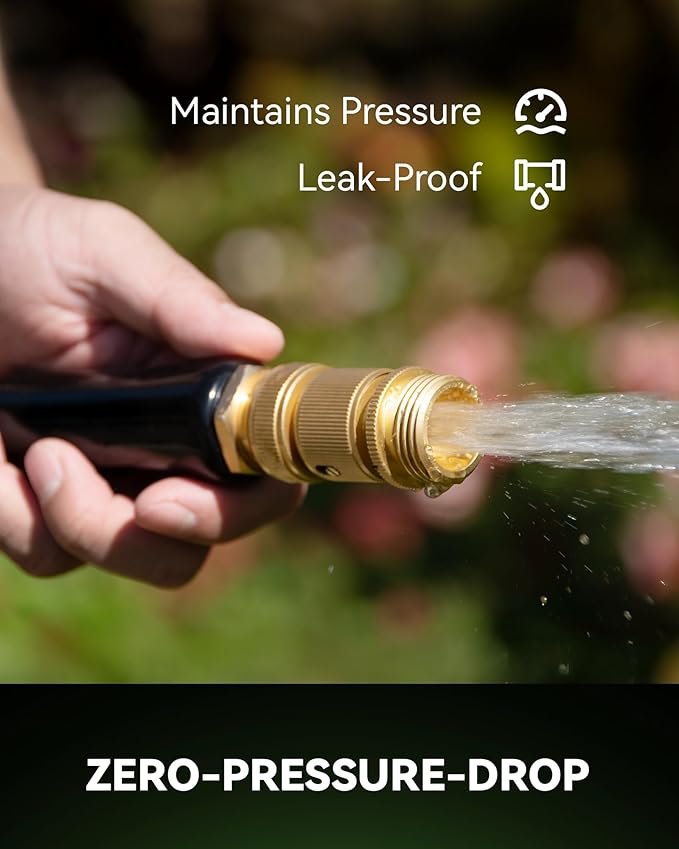 RainPoint Garden Hose Quick Connectors, Heavy Duty Solid Brass 3/4 Inch GHT, Universal Leak-Proof Fittings for Easy Water Hose Connection (6 Sets)