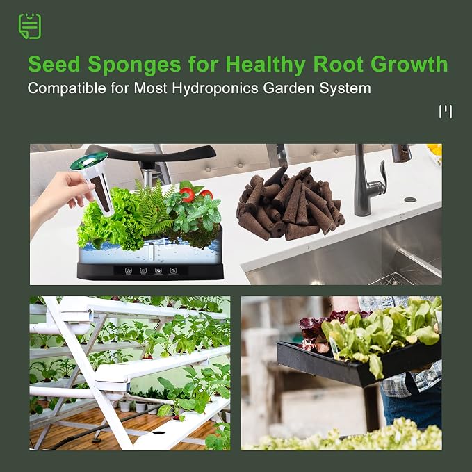 YBB 50PCS Hydroponic Grow Sponges, Seed Starter Pods Replacement Sponges Compatible with Aerogarden, Rapid Rooter Starter Plugs for Hydroponic Indoor Garden System