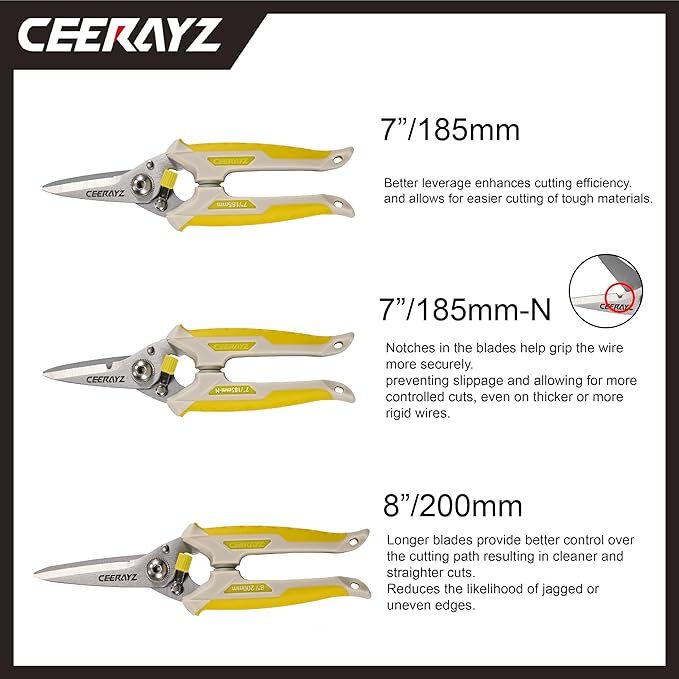 7" Scissors All Purpose, Heavy Duty, Multipurpose, for DIY Projects, Office, Production Lines, Pruning, with Protective Sheath and Magnetic Holder (Brown/Yellow)