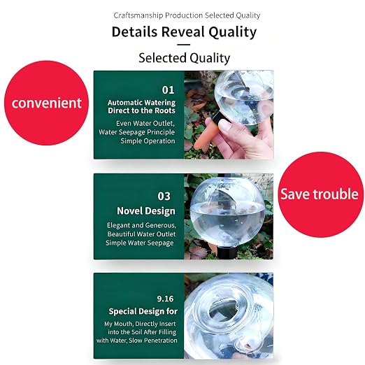2pcsPlant Watering Glass Ball - Indoor Ceramic Automatic Waterer, Suitable for Gardens/Offices | Fashionable Design of Automatic Watering Device | Designed for Busy Office Workers//Plant Enthusiasts