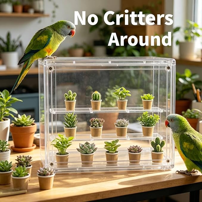 Mini Greenhouse Indoor, Clear Small Green House with Magnetic Door, Stackable Succulent Seed Starting Kit Children Nature Observation Station