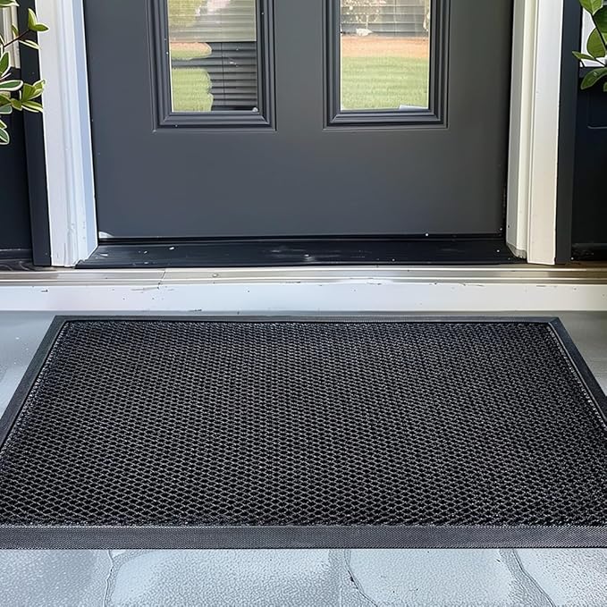 Muddy Mat® Meshy Mat™ Door Mat Heavy-Duty Quick-Dry Floor Mat, Sand & Dirt Trapper for Indoor & Outdoor, Ideal for Entrance, Mudrooms,Patios & Garages,Low-Profile,Non-Slip,Washable– Black 48"x72"x0.4"