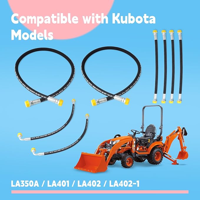 7J303-76610 75535-66620 7J999-95562 Hydraulic Hoses Kit Compatible with Kubota LA350a LA401 LA402 LA402-1 Front Loader, Include Boom & Bucket Cylinder Hoses