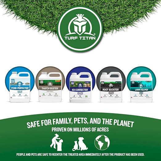 Turf Titan Lawn Advancer – Green Lawn Booster and Lawn Fertilizer (1 Gallon) – Fast Acting Grass Fertilizer w/Tri-Action Formula – Fertilizer Concentrate for Grass Growth - Covers up to 24,000 Sq Ft